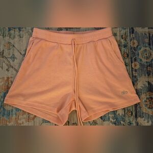 Peach/ Pink Athletic Drawstring Shorts.